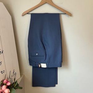 Deadstock Vintage Cornflower Blue MMI Unfinished Hem Trousers